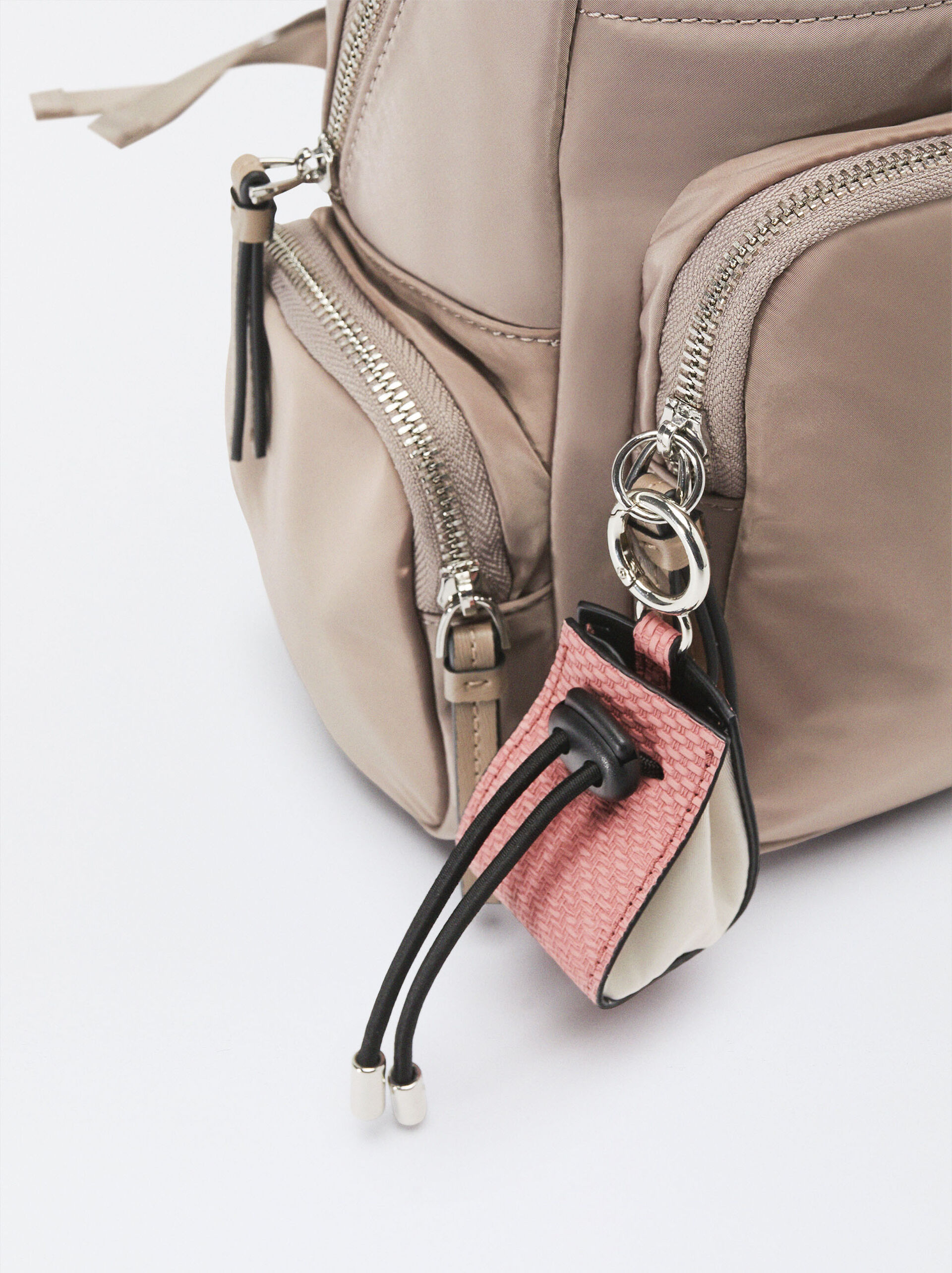 Nylon Backpack With Pendant image number 1.0