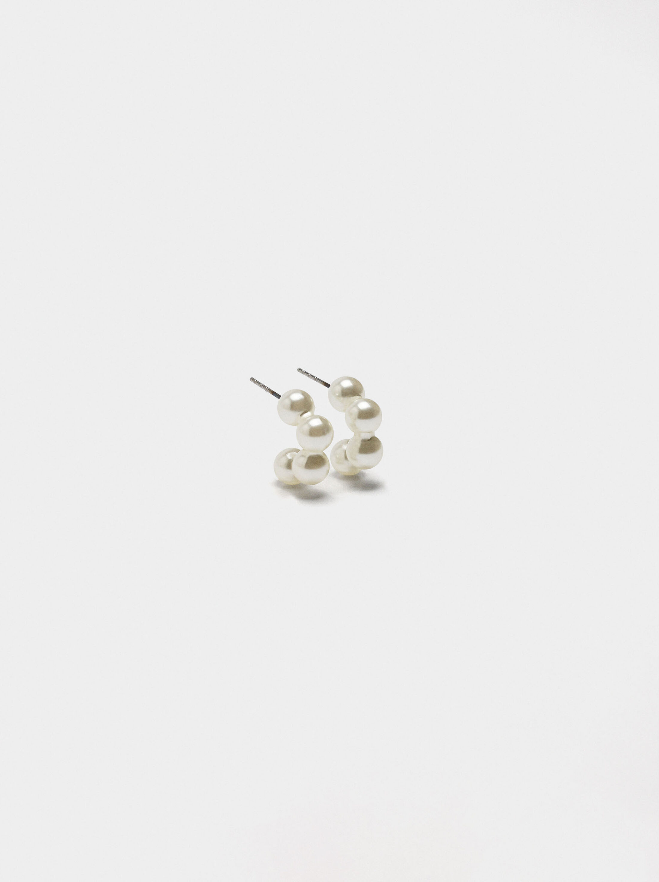 Open hoop earrings with pearls image number 0.0