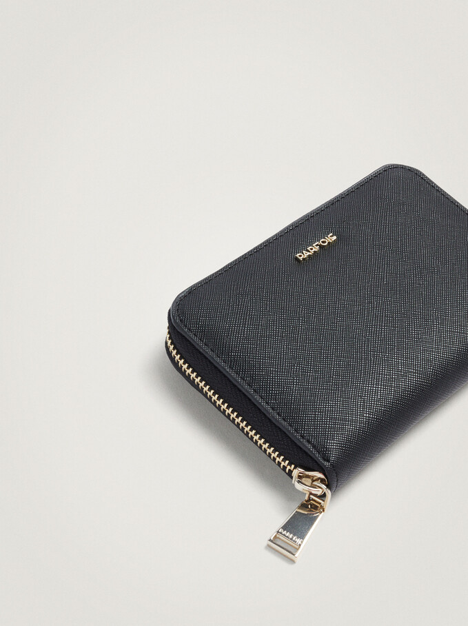 Cartera Lisa Pequeña, Negro, hi-res