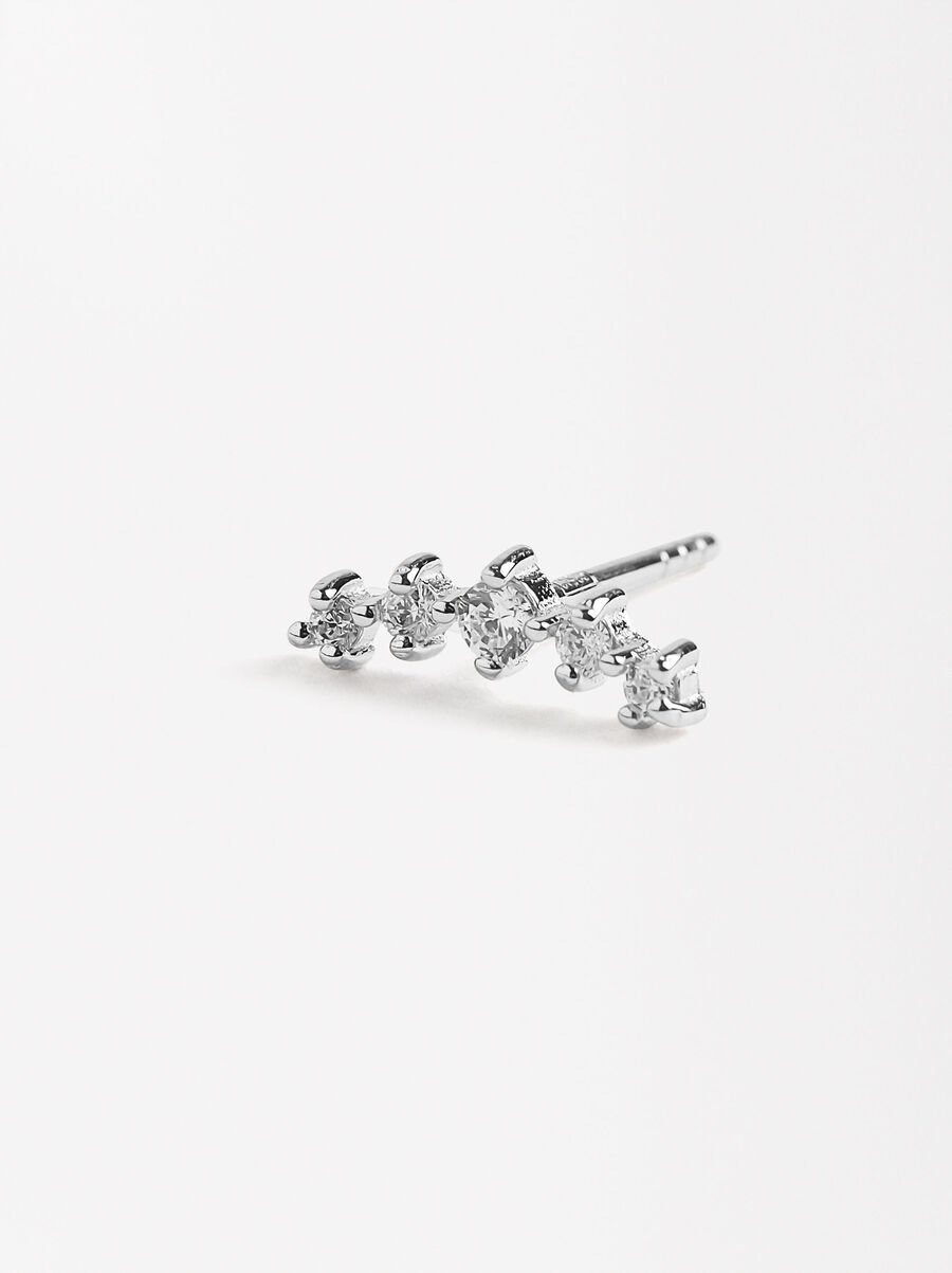 Einzelner Ohrring mit Zirkonien - 925er Sterlingsilber