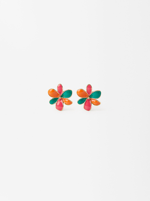 Ohrringe Mit Blume, Mehrfarbig, hi-res