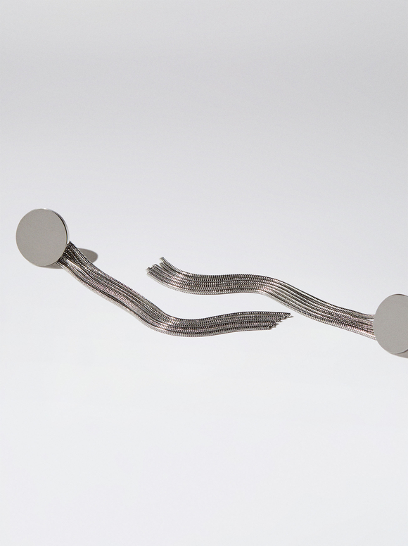 Silver Stainless Steel Earrings, Silver, hi-res