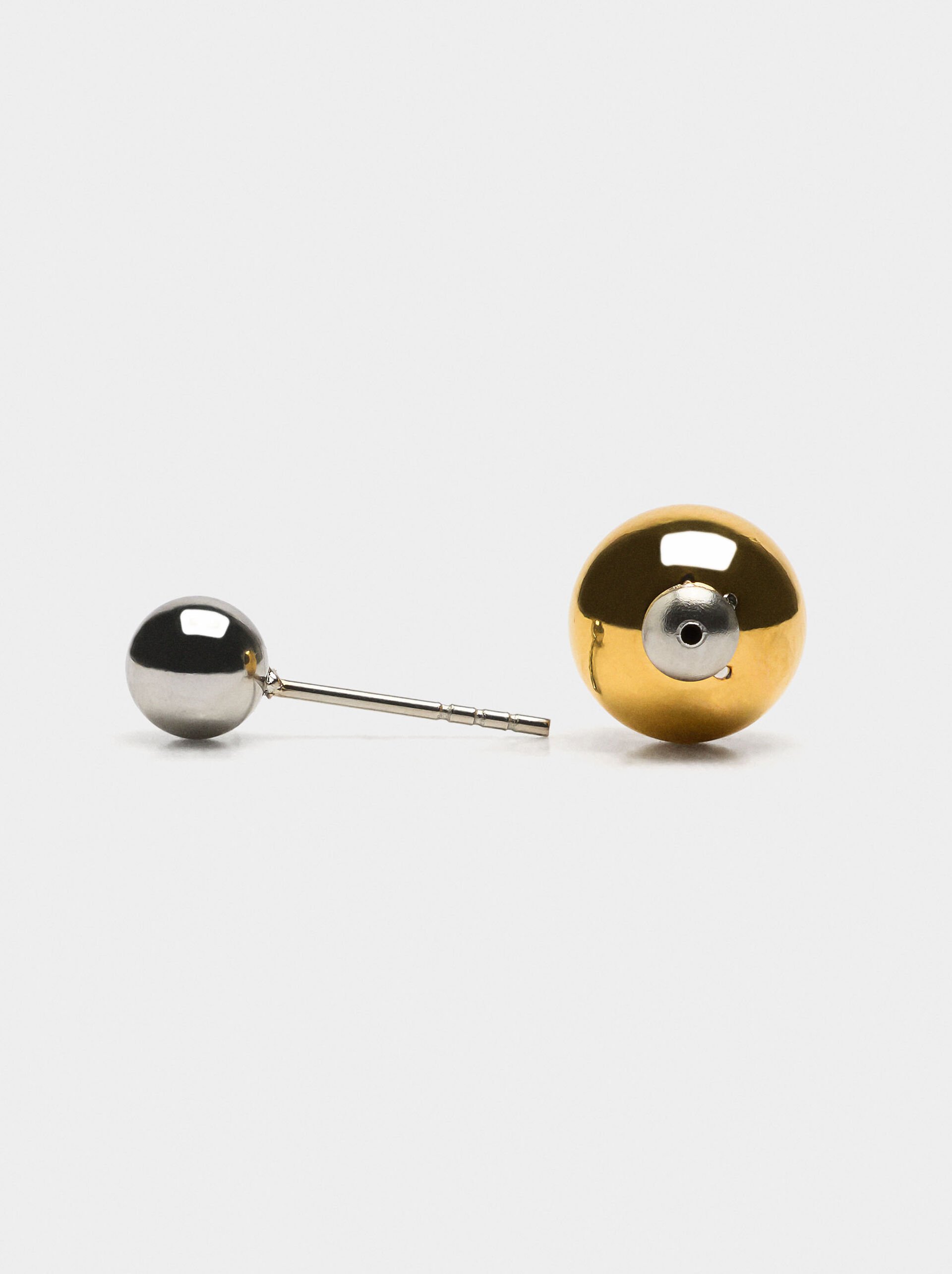 Individual bicolor spheres earring - stainless steel image number 2.0