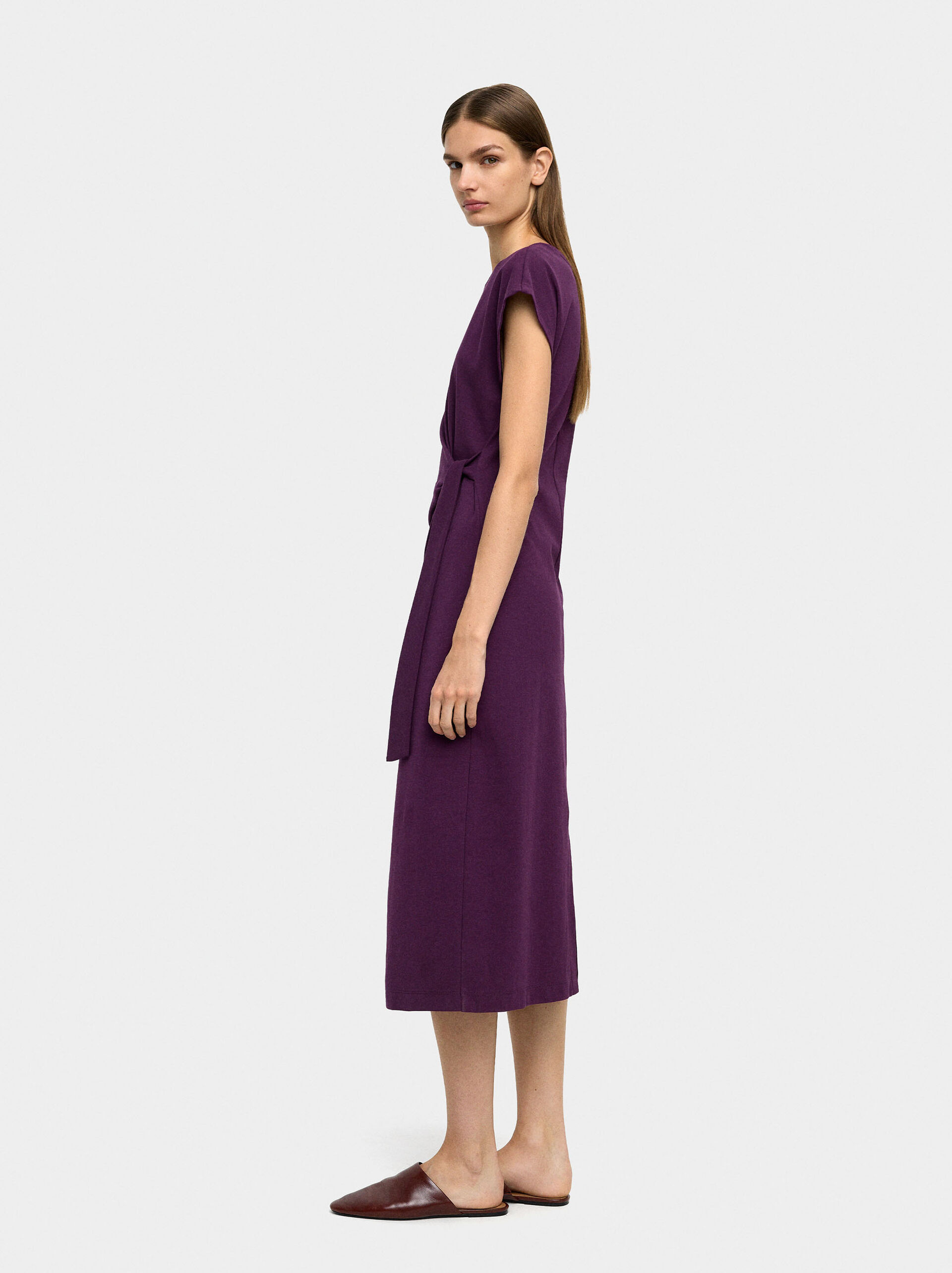 Draped dress 100% cotton image number 1.0