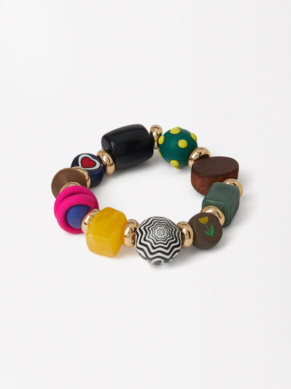 Bracelet Élastique Avec Perles Multicolores, Multicolore, hi-res