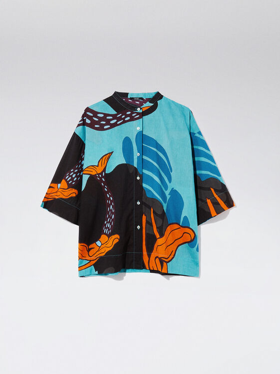 Cotton Printed Shirt, Multicolor, hi-res