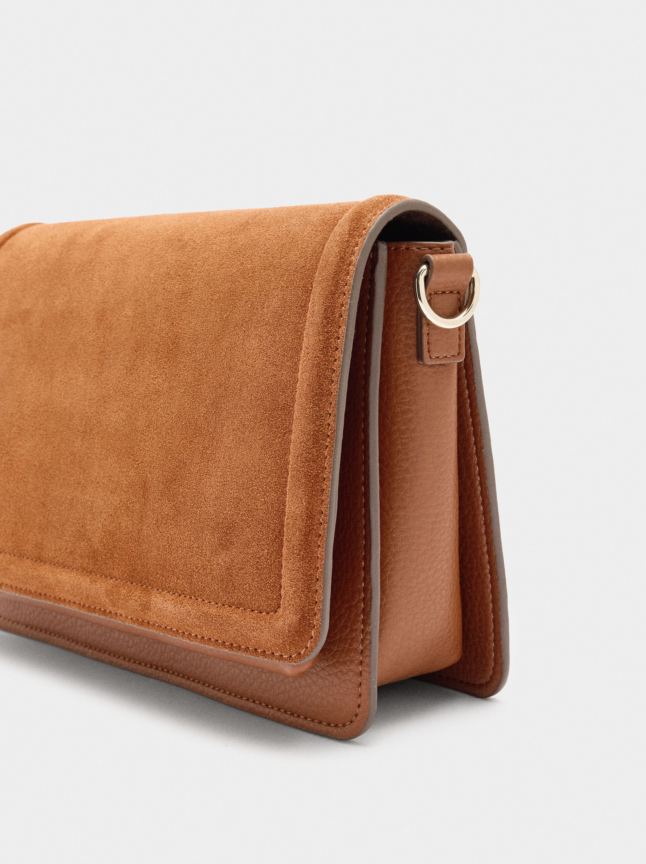 Crossbody bag with flap and leather details image number 2.0