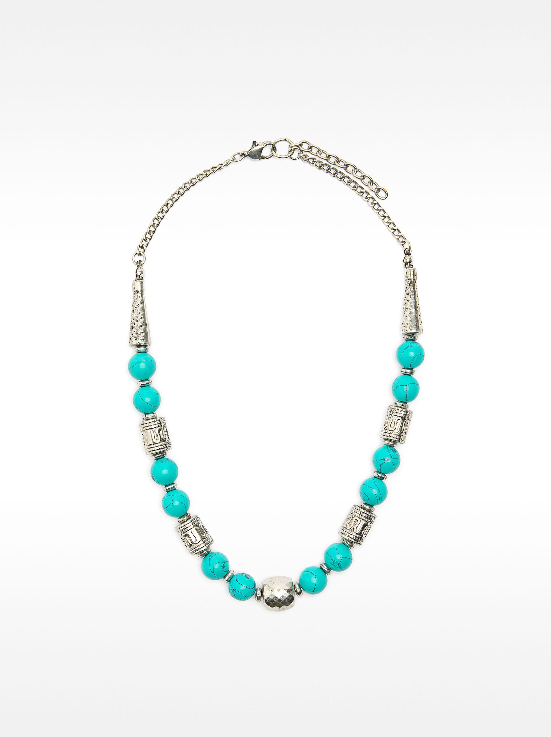 Short necklace with stone beads image number 0.0