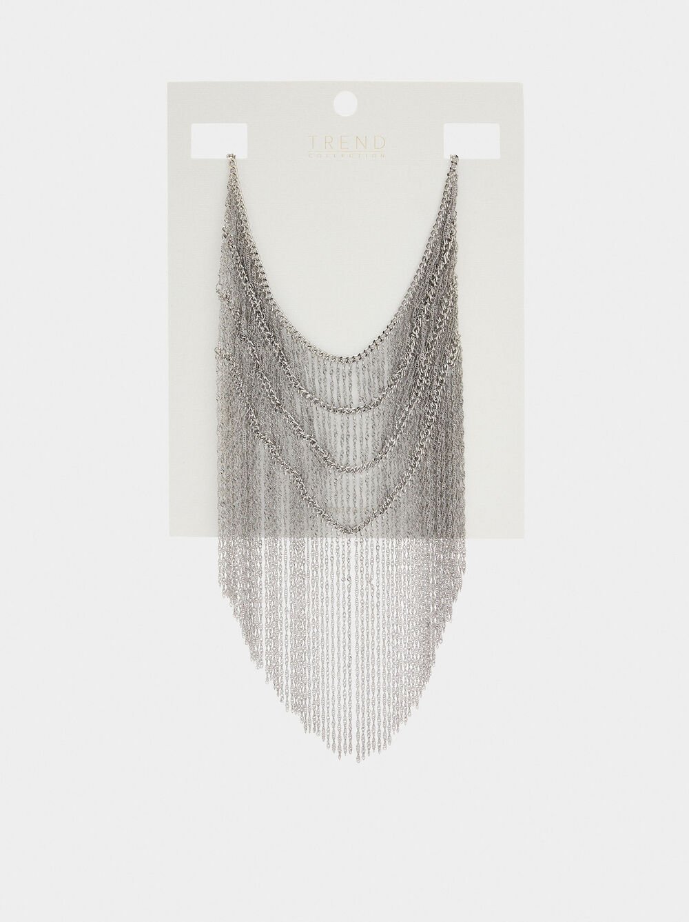 Long necklace with chain bib