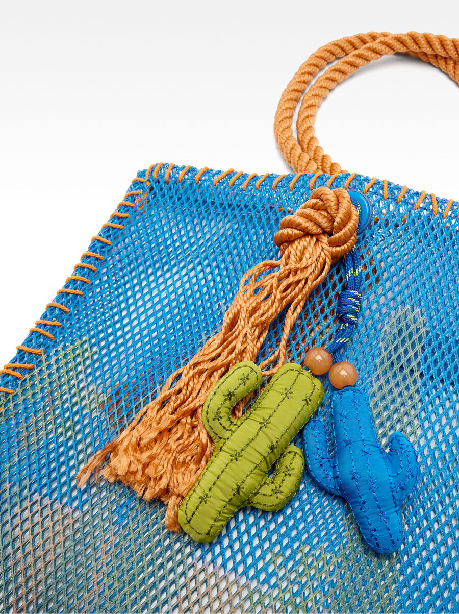 Mesh shopper bag with print