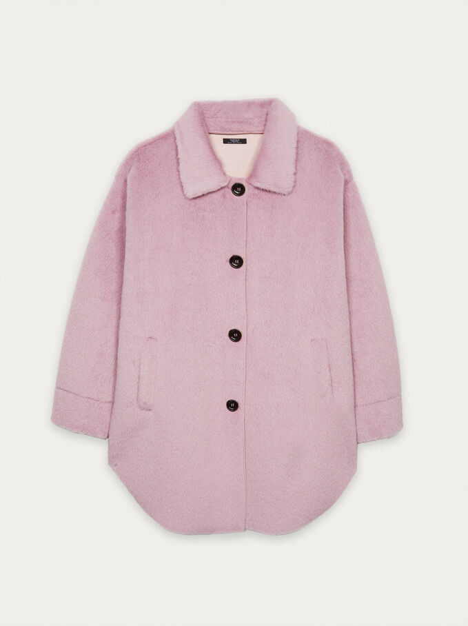 Faux Fur Coat With Buttons, Pink, hi-res