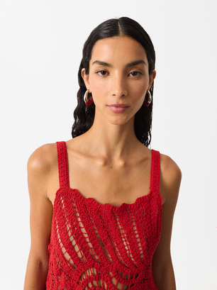 Vestido Crochet, Rojo, hi-res