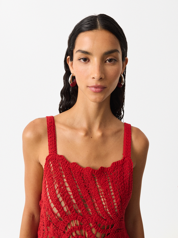 Crochet Dress, Red, hi-res