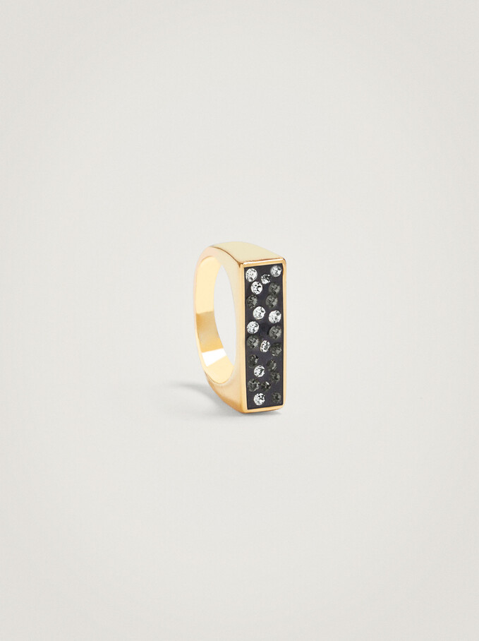 Signet Ring With Strass, Multicolor, hi-res