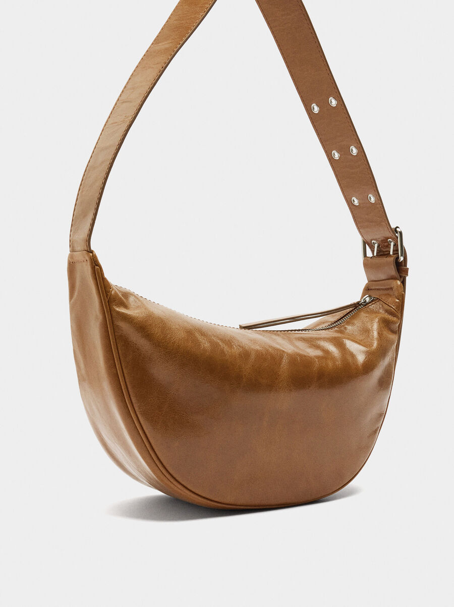 Leather hobo bag with studs