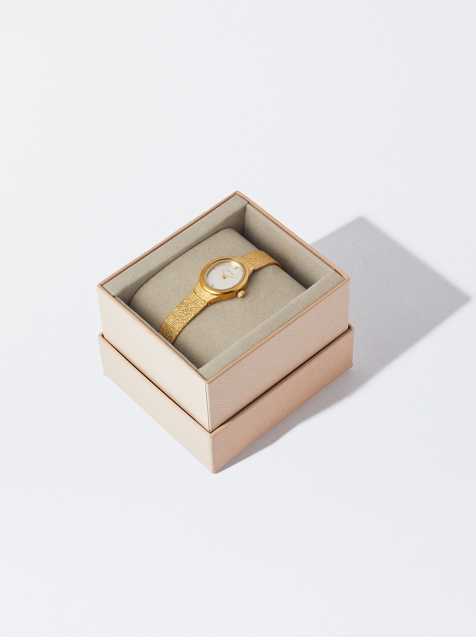 Relógio Com Bracelete De Aço Dourado image number 3.0