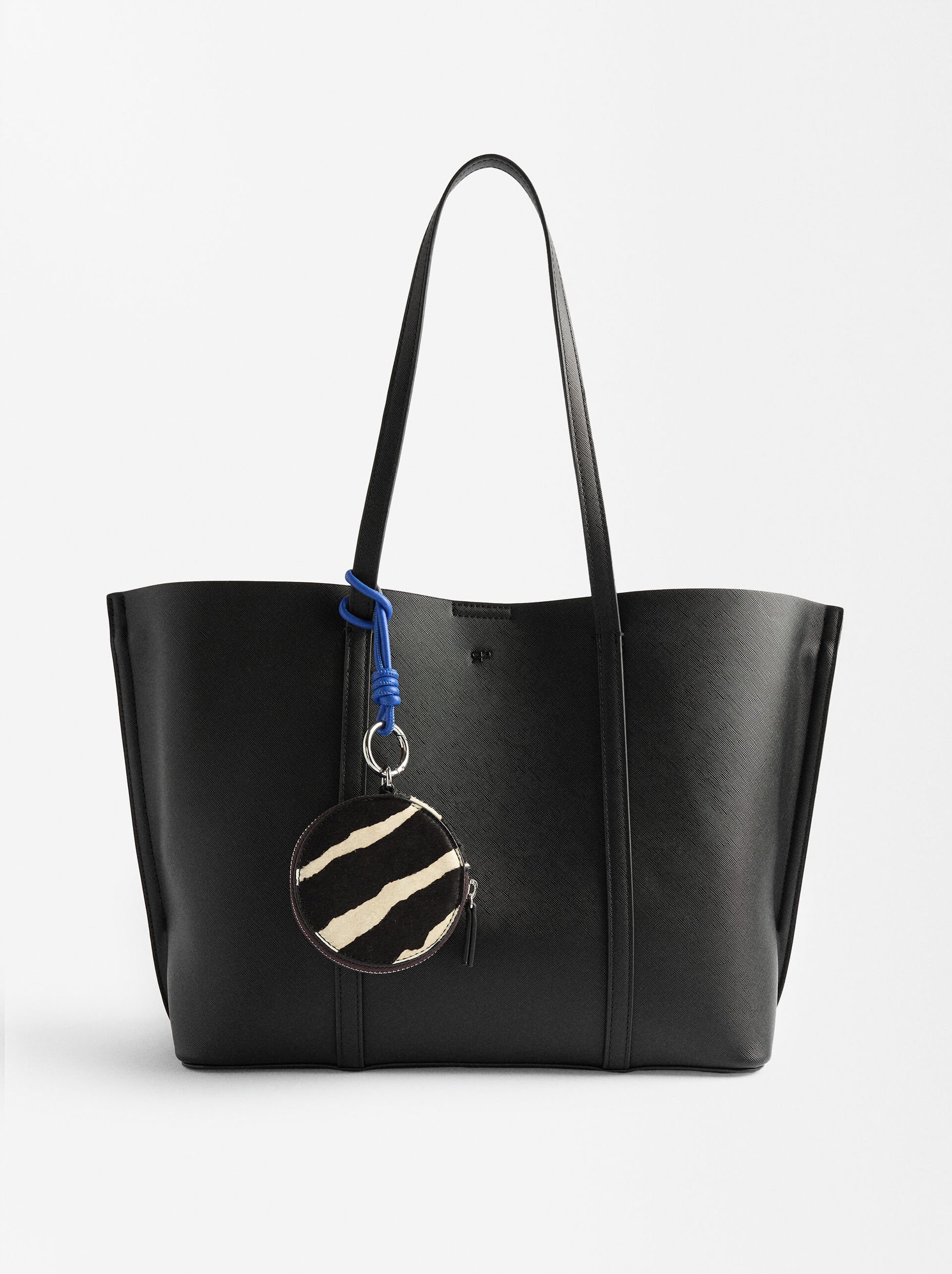 Shopper bag with leather pendant image number 0.0