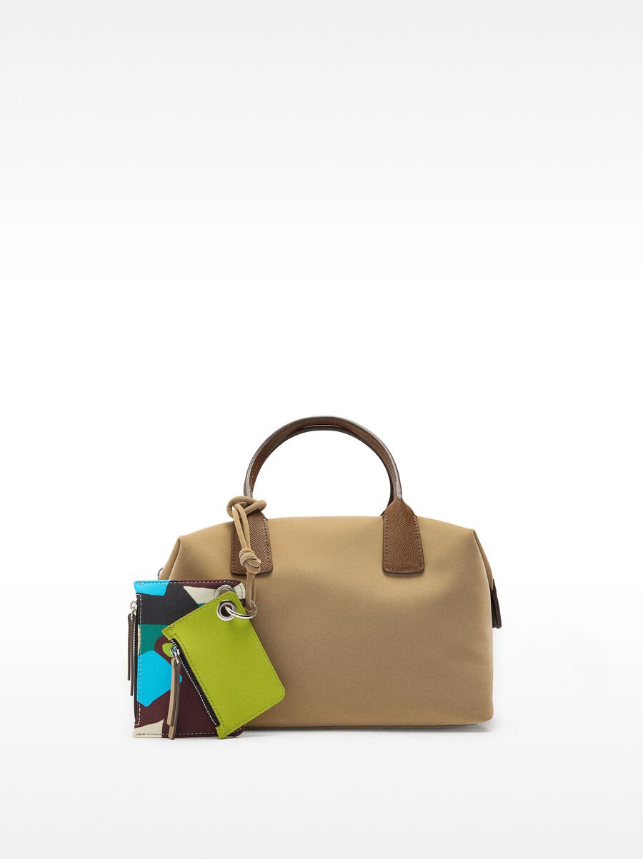 Borsa tote effetto velluto con ciondolo M