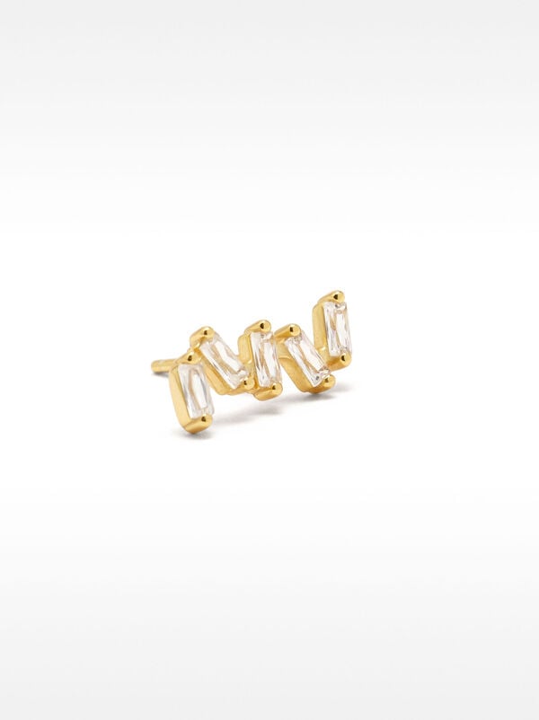 Zigzag earrings with crystals - sterling silver 925