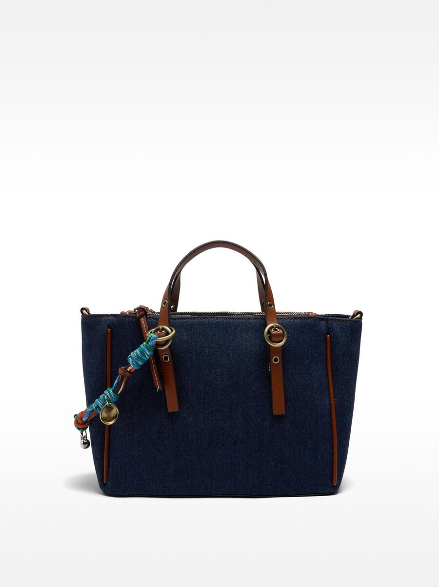 Denim Tote Bag mit Anhänger