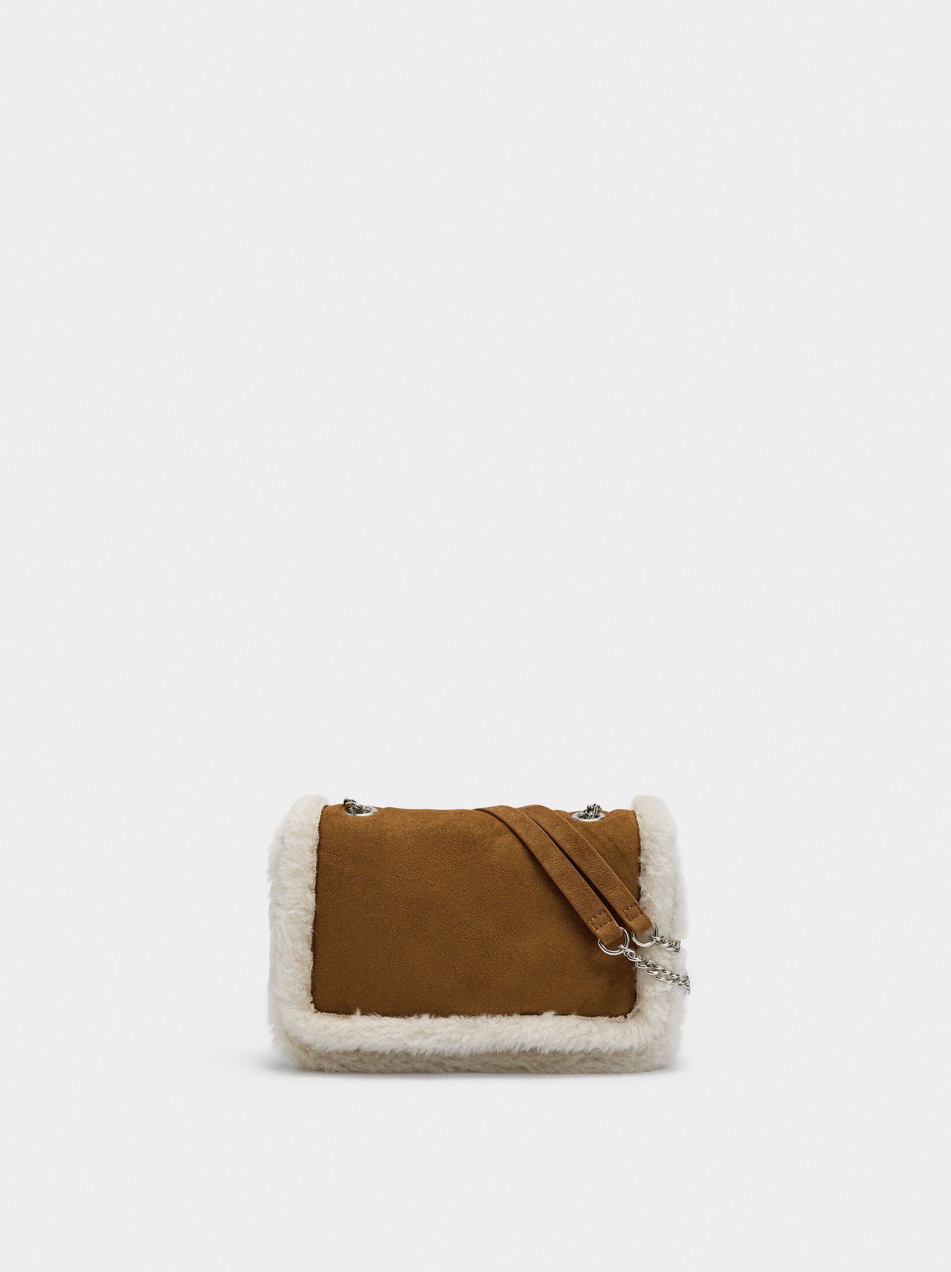 Shoulder bag with fur effect edges image number 0.0