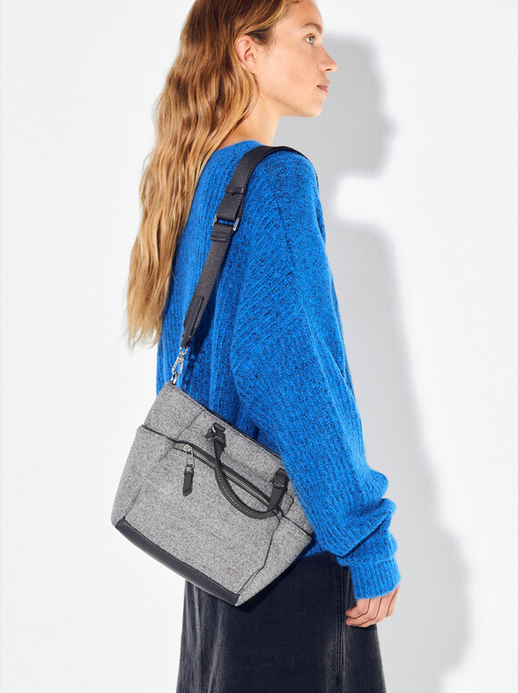 Felt Tote Bag, Grey, hi-res