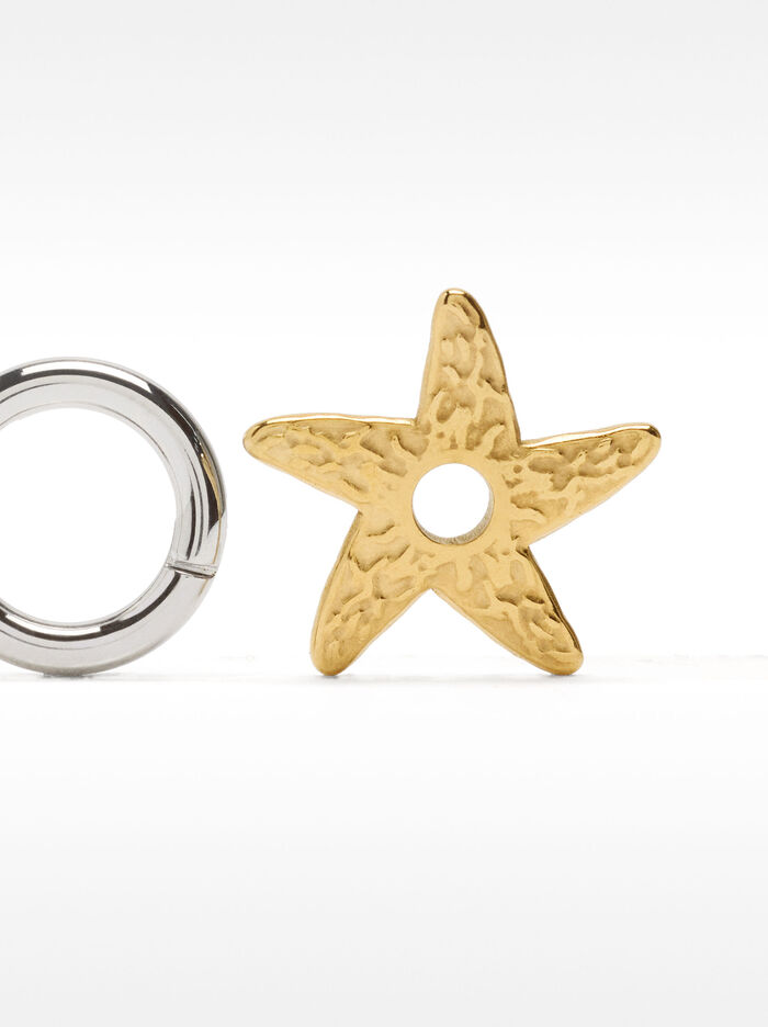 Aro individual con estrella de mar - acero inoxidable