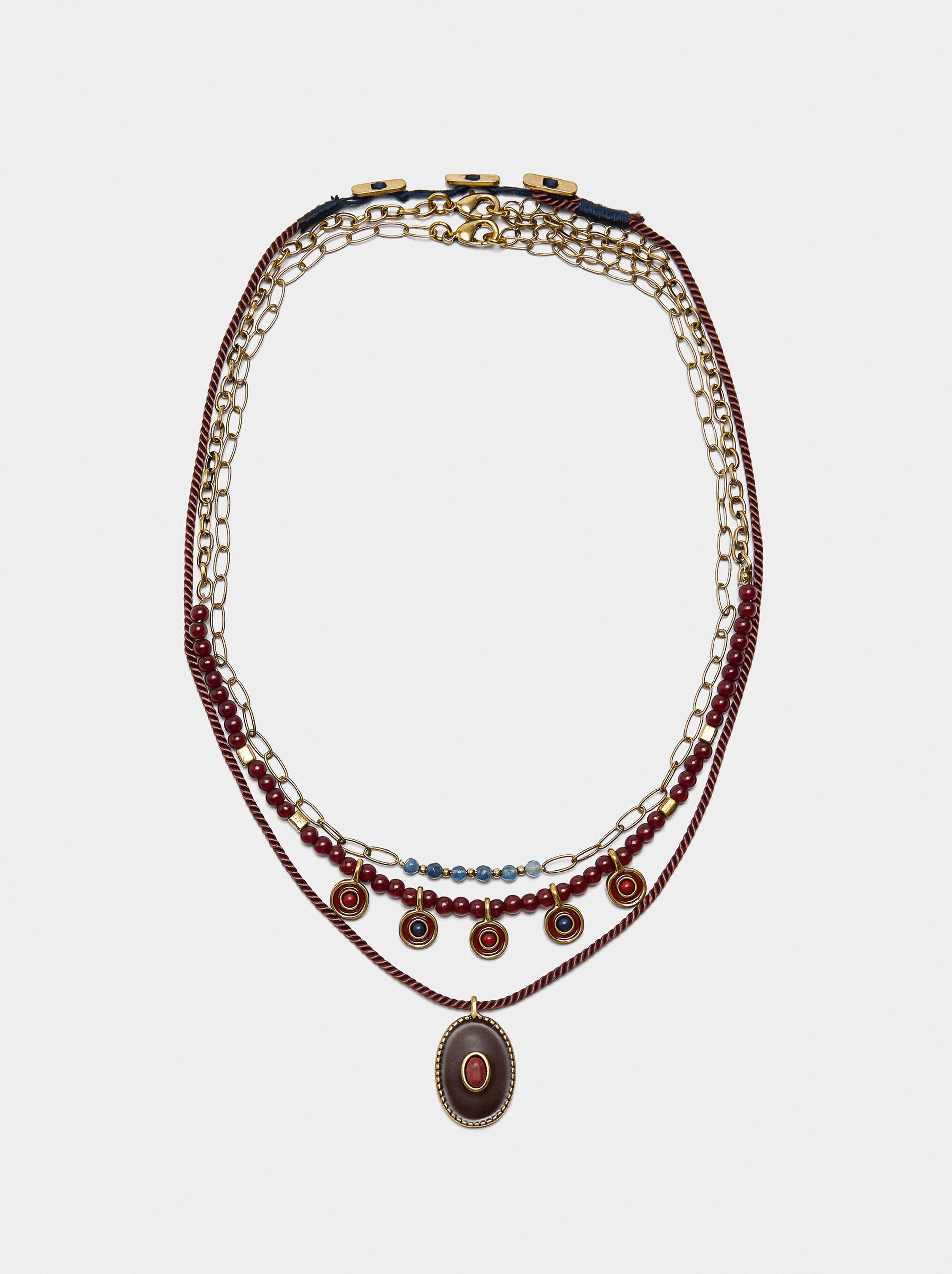 Set of necklaces with stone and resin beads image number 0.0