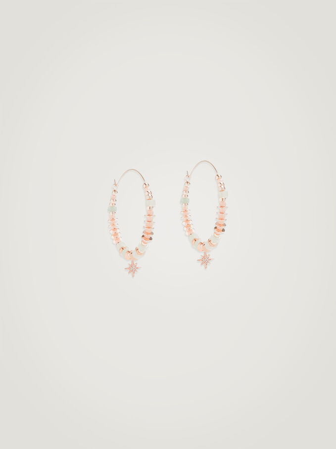 Hoops With Stones And Zirconia, Rose Gold, hi-res