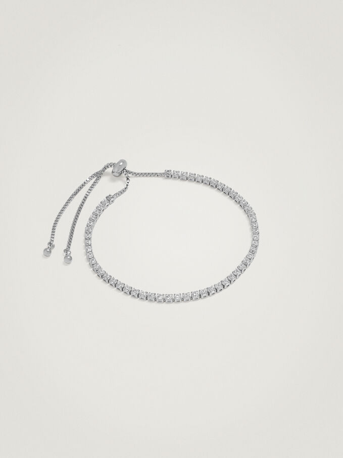 Silver Bracelet With Zirconia, Silver, hi-res