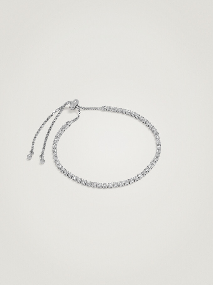 Silver Bracelet With Zirconia, Silver, hi-res