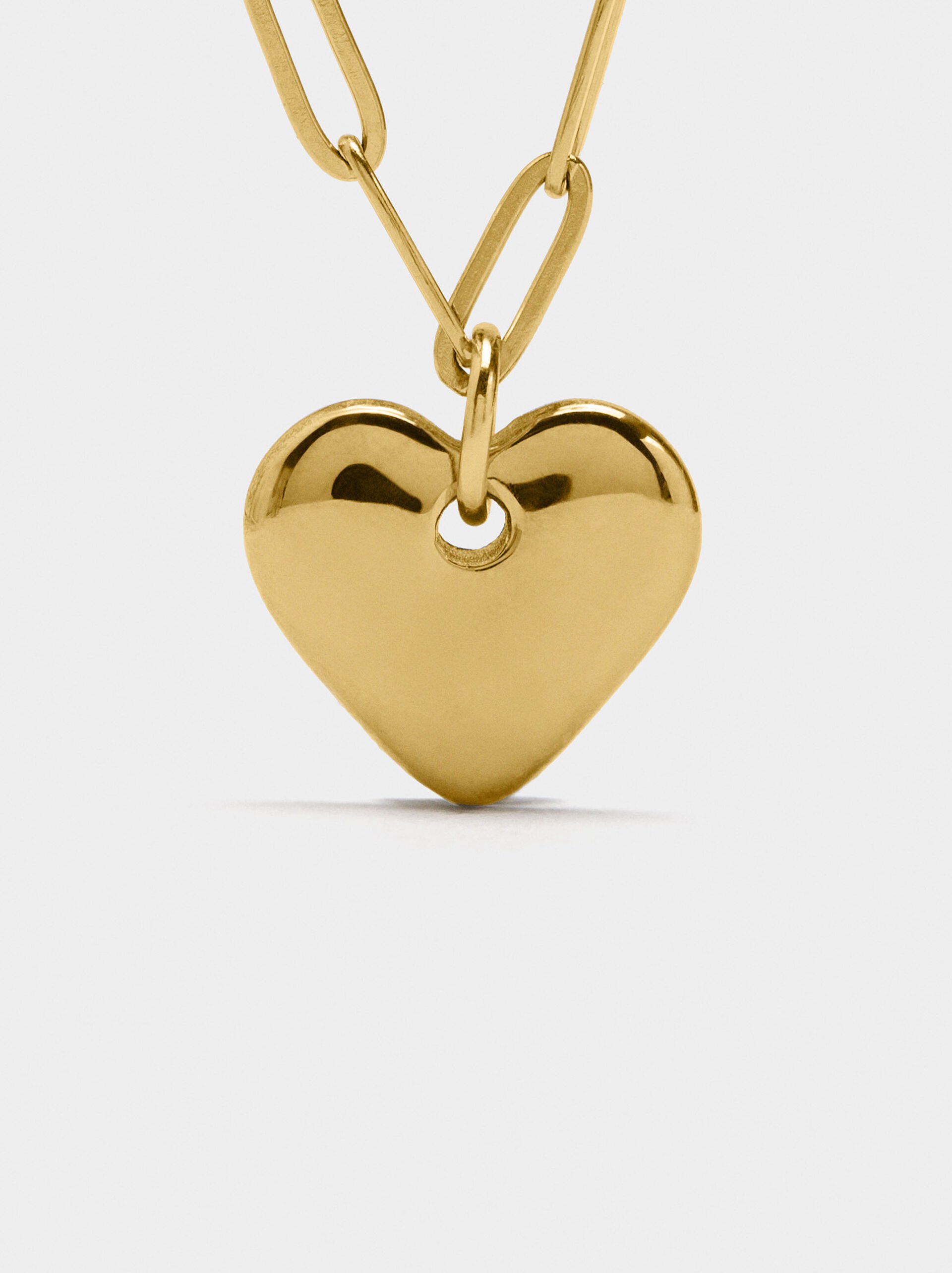 Necklace of links with heart - stainless steel image number 4.0