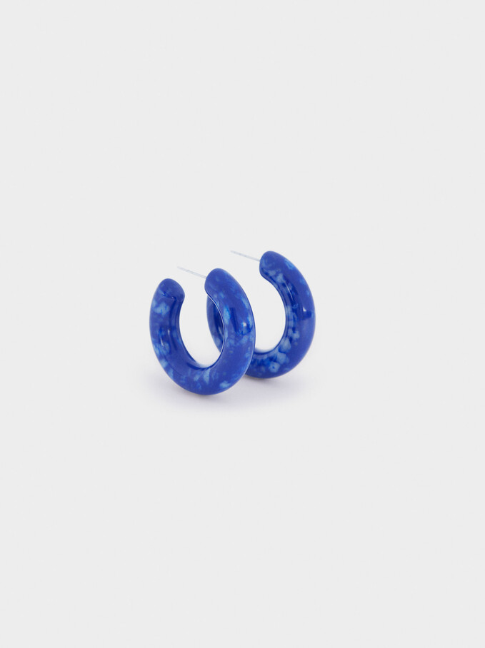 Resin Hoop Earrings, Blue, hi-res