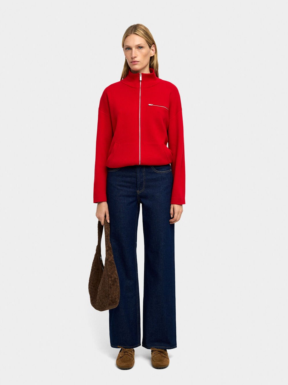 Zipped knit cardigan