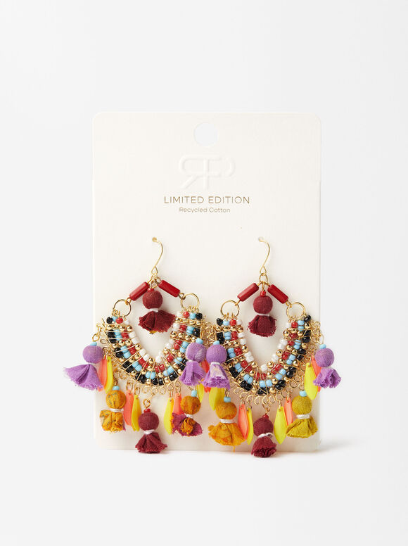 Recycled Cotton Petal Earrings - Limited Edition, Multicolor, hi-res