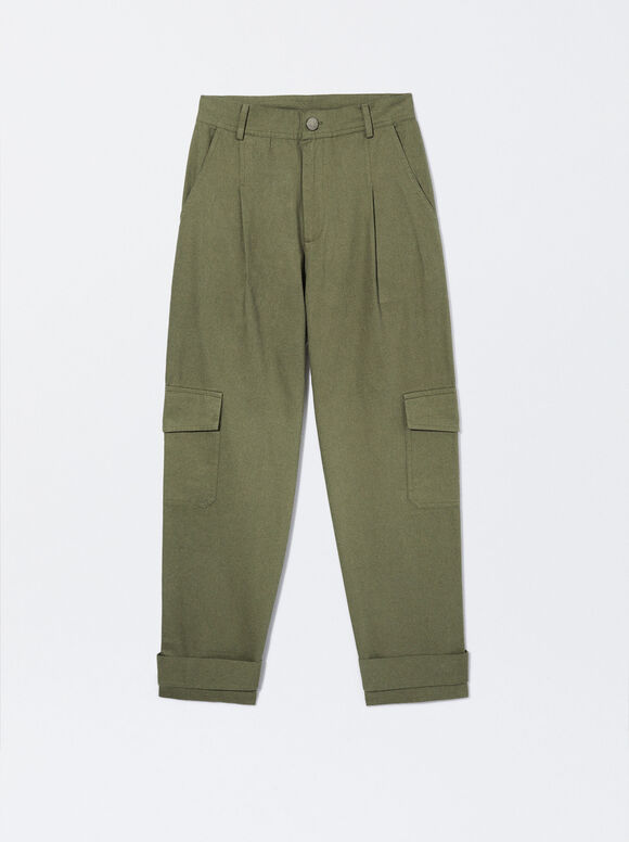 Pantalon Cargo Coton, Kaki, hi-res
