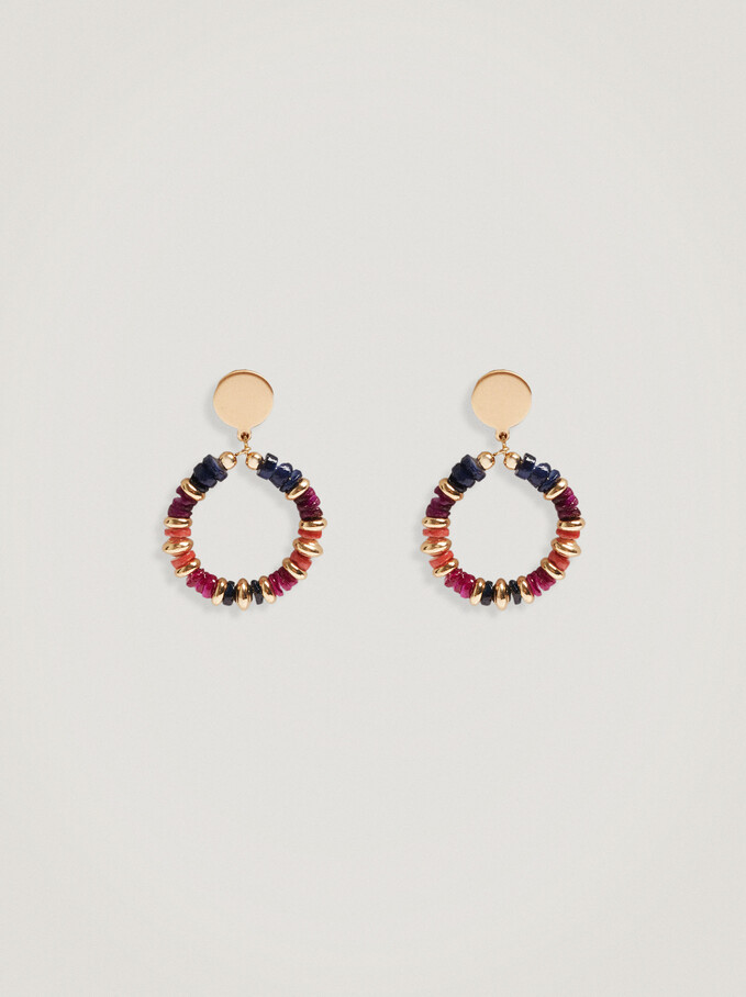 Earrings With Shell And Beads, Multicolor, hi-res