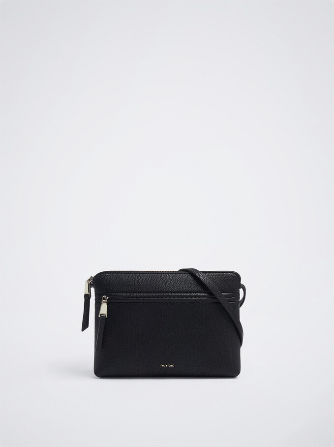 Crossbody Bag With Outer Pocket, Black, hi-res