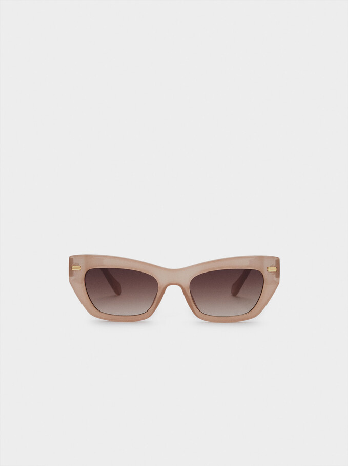 Sunglasses With Resin Frame, Beige, hi-res