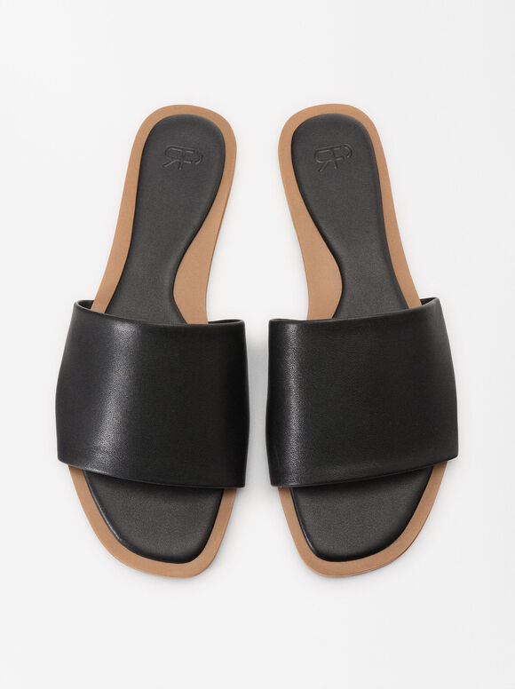 Napa Leather Sandals, Black, hi-res