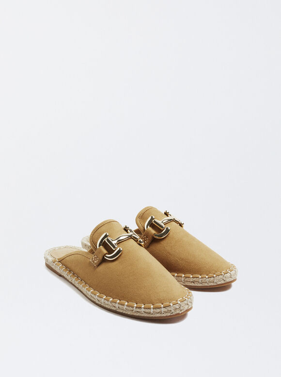 Jute Mules With Buckle, Beige, hi-res