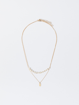 Gold Necklace With Pearls Golden | Parfois