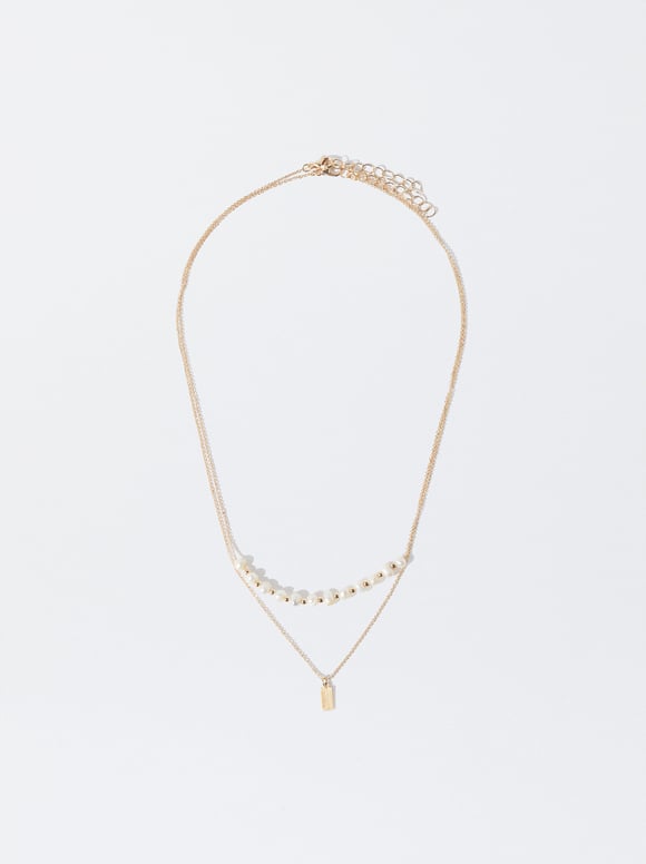 Gold Necklace With Pearls, Golden, hi-res