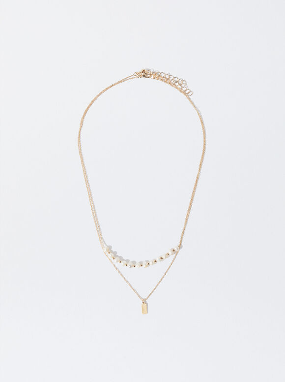Gold Necklace With Pearls, Golden, hi-res