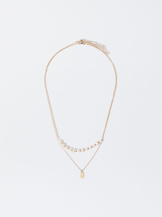 Gold Necklace With Pearls image number 0.0