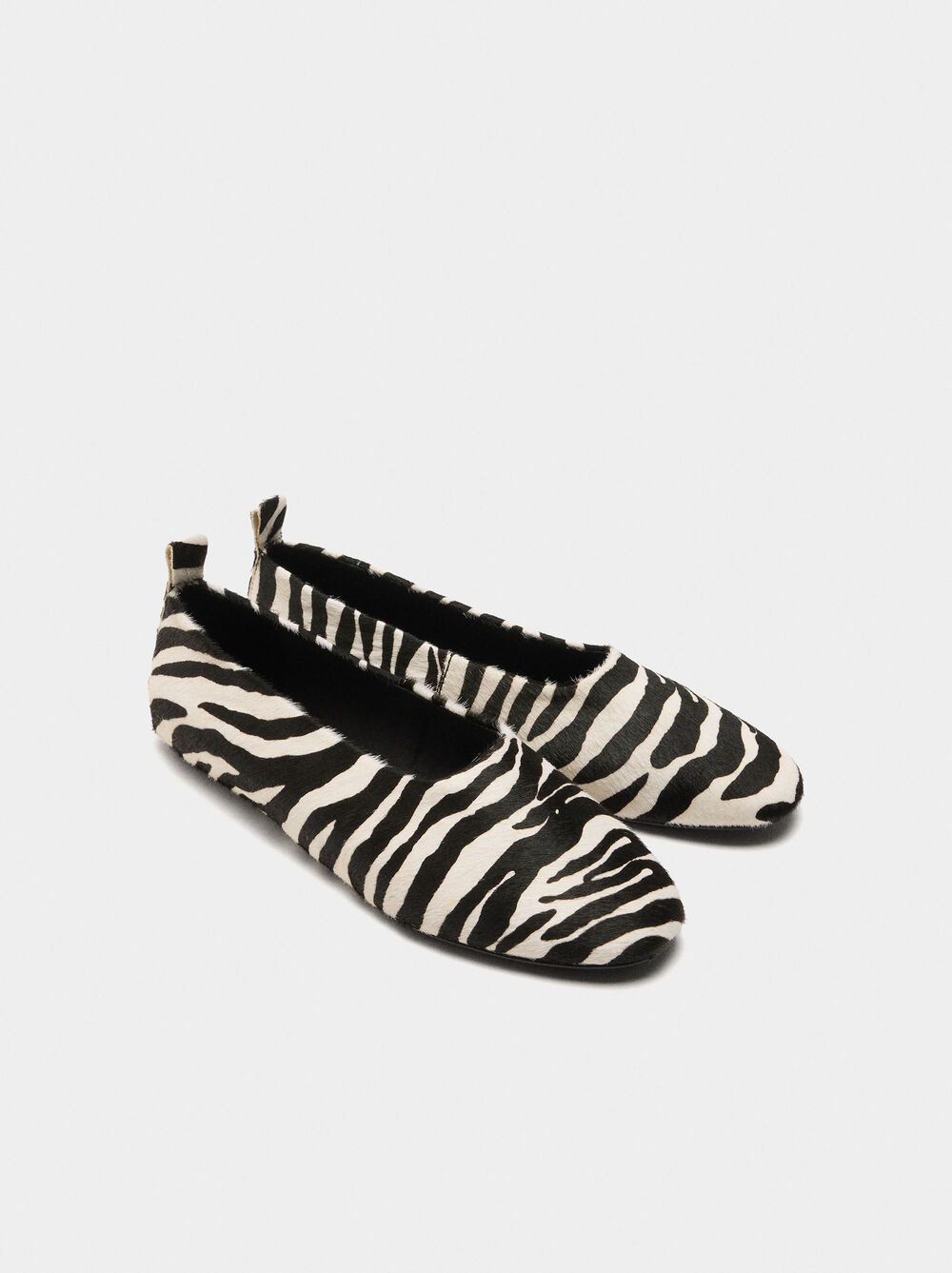 Leather printed ballet flats with animal print
