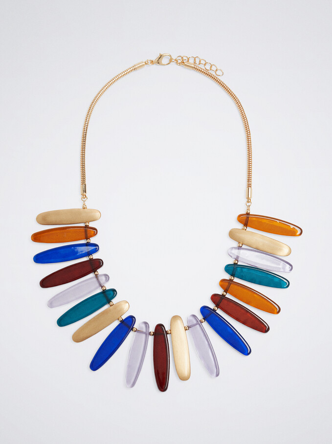 Multicoloured Resin Necklace, Multicolor, hi-res