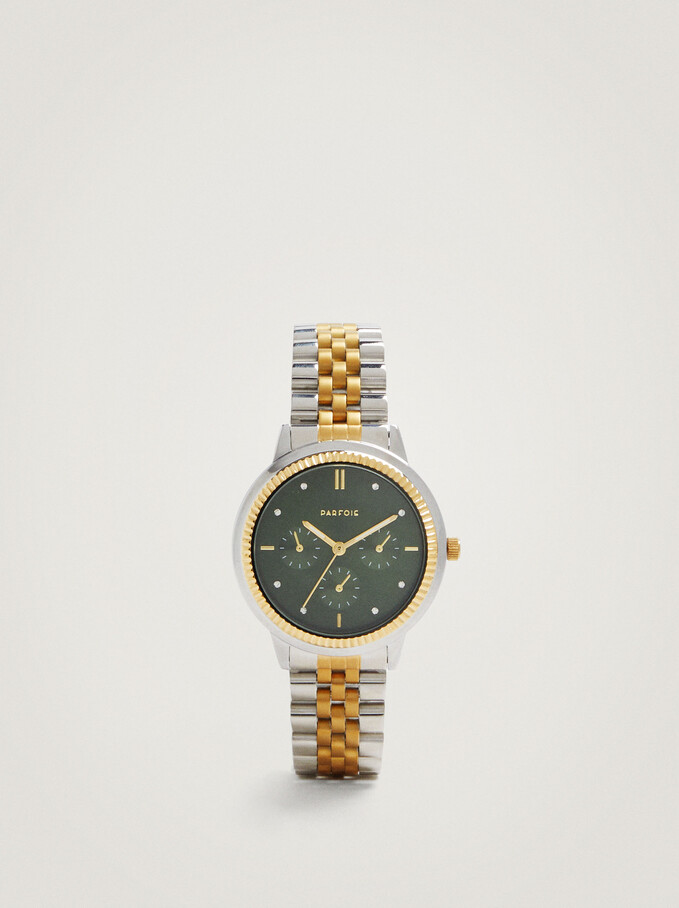 Watch With Two-Toned Steel Strap, , hi-res