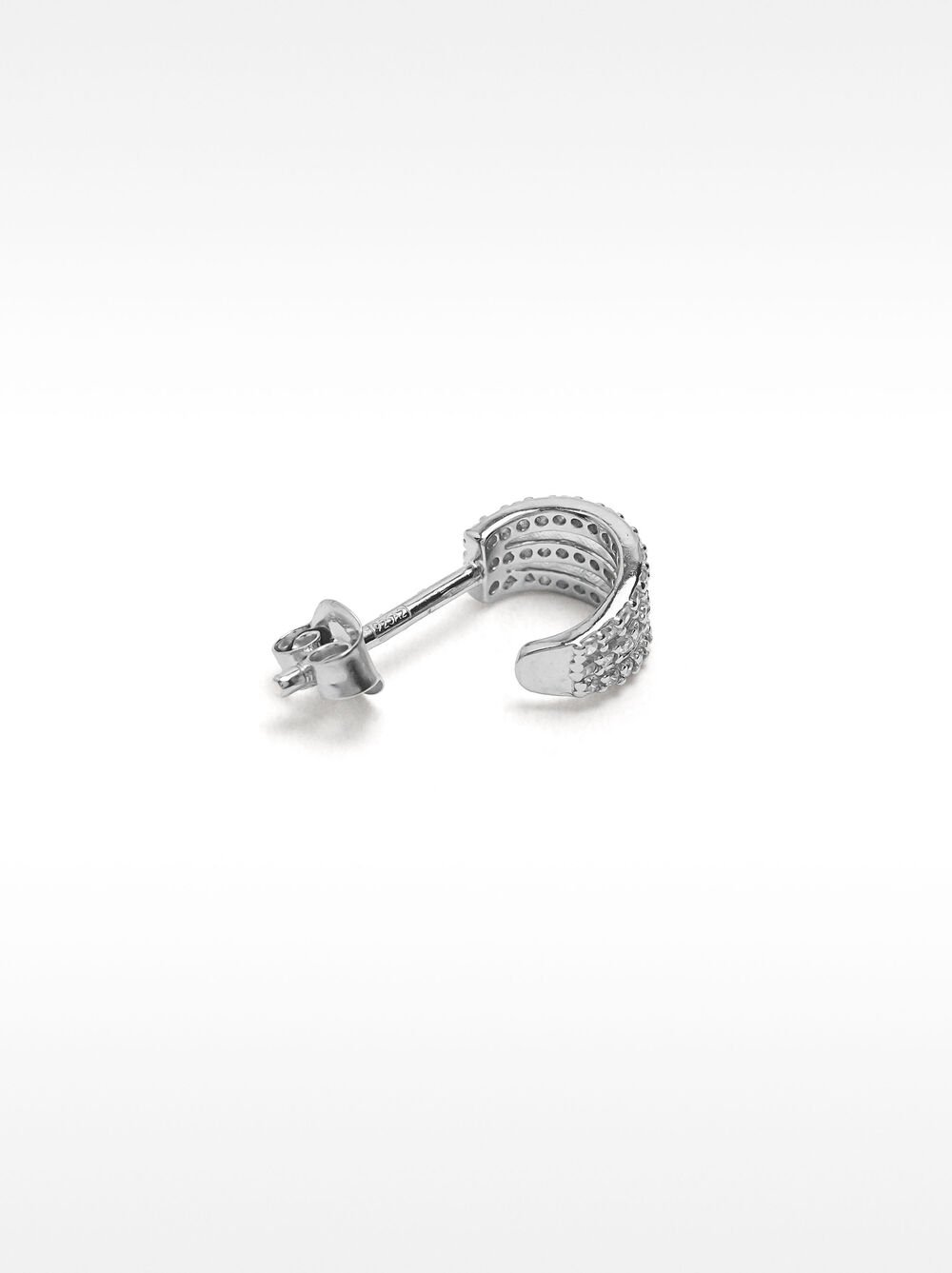 Arracada individual amb zirconites – plata de llei 925