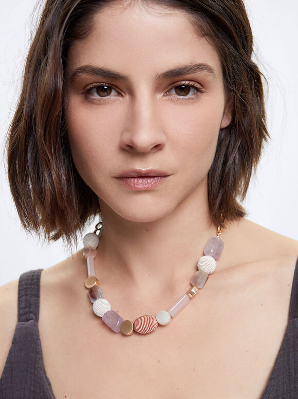 Necklace With Semiprecious Stone, Multicolor, hi-res